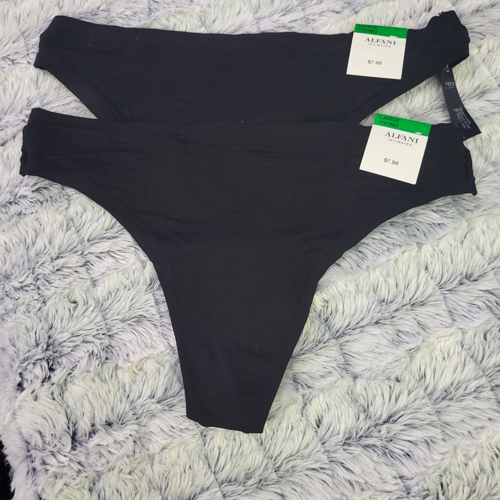 Nwt Alfani Black Thongs - Lot Of 2 -‎ Size Large